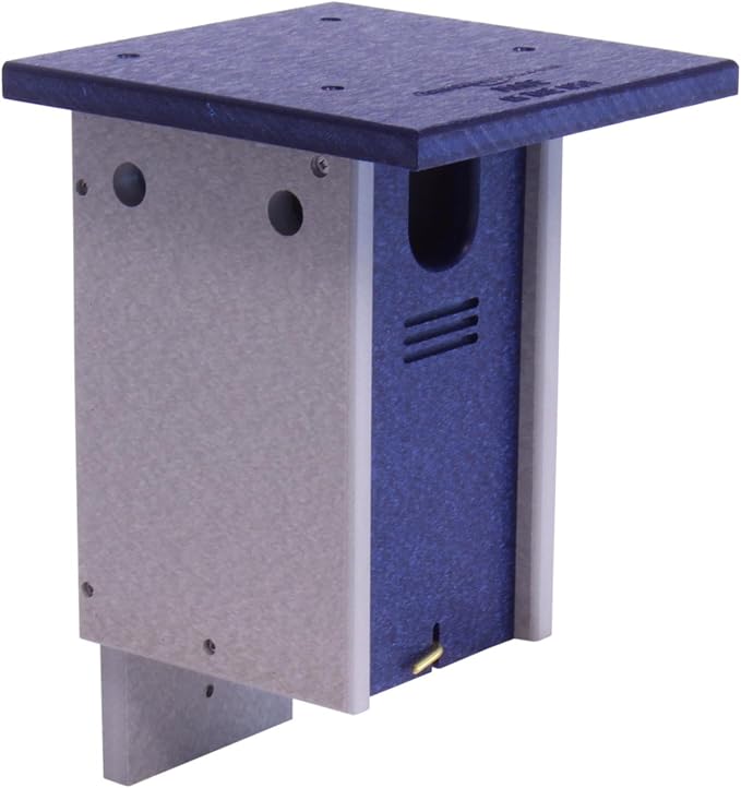Bluebird House, Post Mount, Amish-Made with 100% Recycled Poly Lumber (Patriot Blue and Gray)