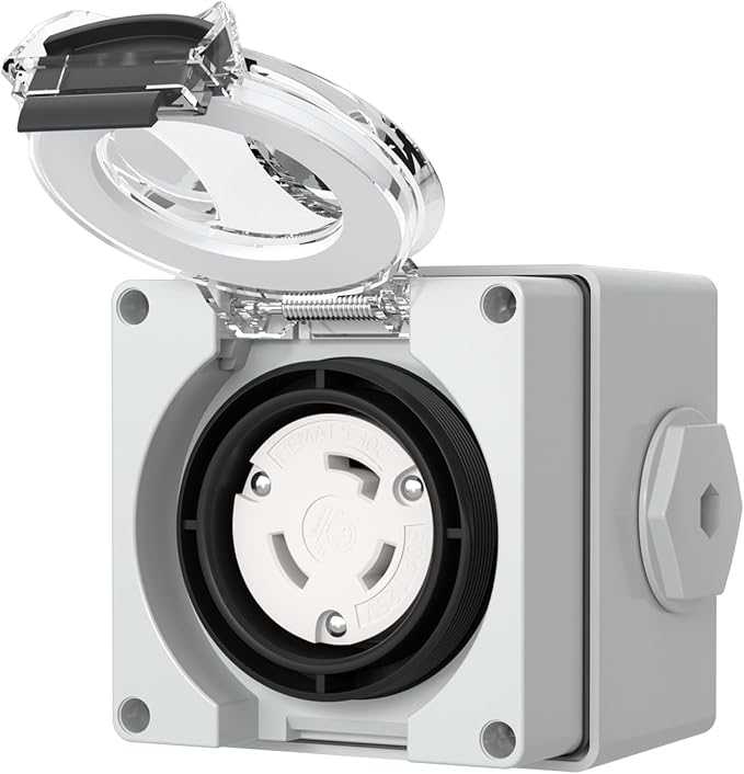 STARELO 30 Amp Locking Female Plug Box NEMA L5-30C Generator Twist Lock Adapter Female Connector,125 Volt,Outdoor dustproof and Weatherproof for generators, Welding Machines, etc.ETL Listed.