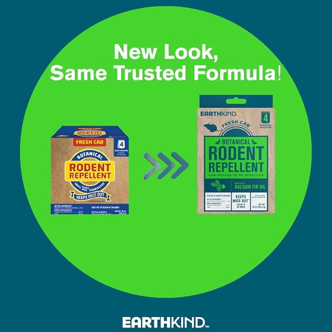 Fresh Cab Botanical Rodent Repellent - Environmentally Friendly, Keeps Mice Out, 12 Scent Pouches