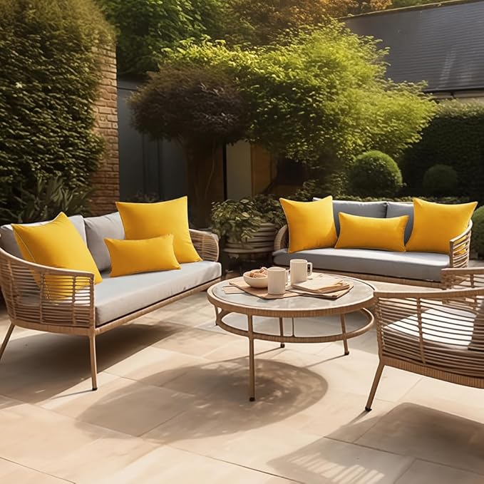 MIULEE Pack of 2 Outdoor Waterproof Pillow Covers Decorative Lumbar Spring Throw Pillows Solid Color Farmhouse Couch Cushion Covers for Patio Tent Bed Sofa Living Room 12x20 Inch Yellow