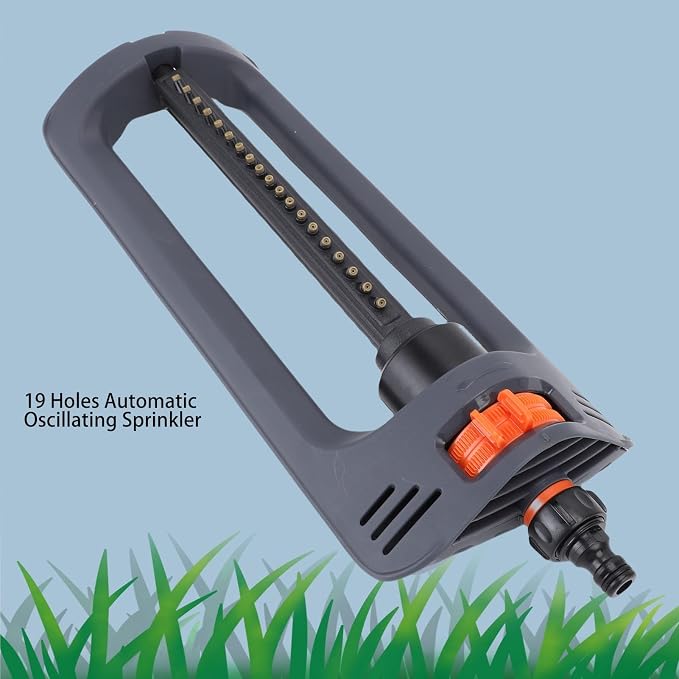 Generic Precision Garden Oscillating Bar Sprinkler,Lawn Sprinkler with Weighted Base,19 Holes Garden Water Oscillating,4 Spray Modes Covers Up to 4000 Sq Ft for Lawn