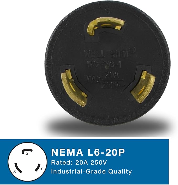 Conntek 30125 L6-20P to 6-15/20R Plug Adapter, 20 Amps 250 Volt , Black