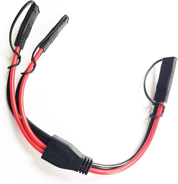 10AWG SAE Splitter Cable SAE DC Power Automotive Connector Cable SAE Y Splitter 1 to 2 Extension Cable for Solar Battery Connection and Transfer - with Waterproof Cap 40cm/1.3ft