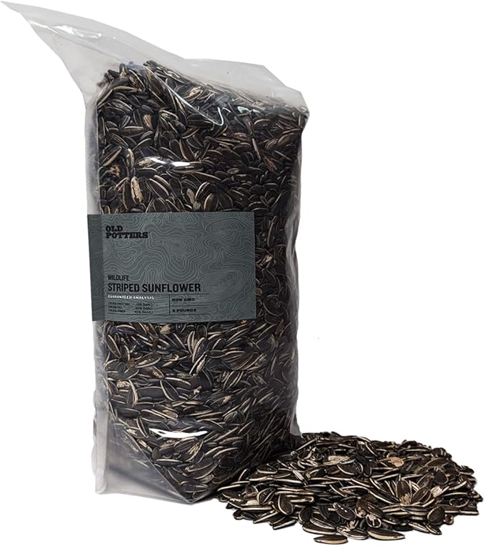 Old Potters Wildlife Striped Sunflower Seed for Wildlife Bird Feeding, Non-GMO and USA Small Farm Grown, 6 lbs