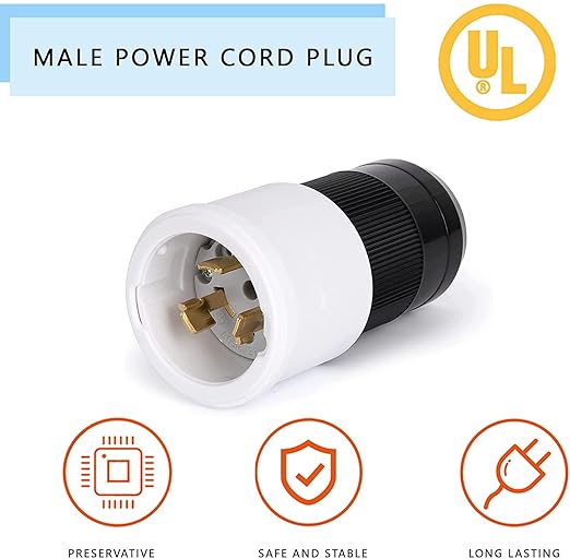 50 Amp Twist Lock Plug,50 Amp Generator Plug Male,125/250 VAC Generator Power Cord Connector