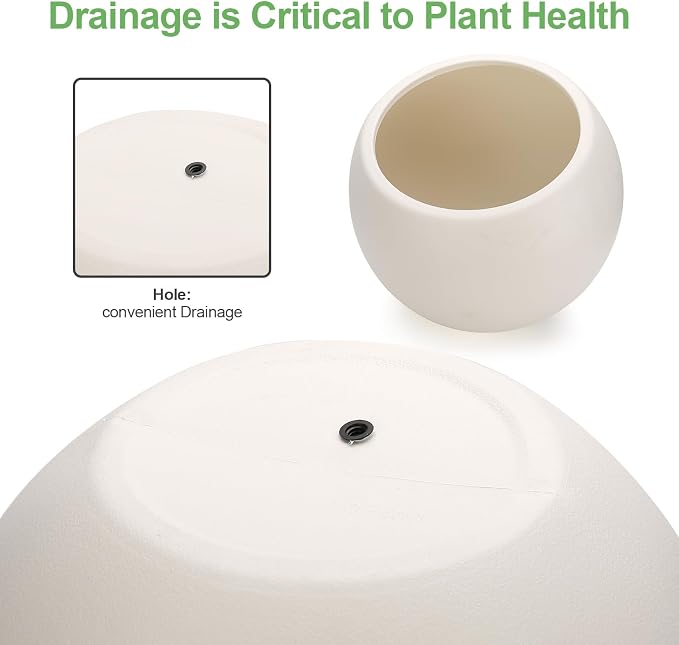Large Round Planter,Planters for Indoor Plants & Outdoor,Durable Plastic Material Sphere Planter with Drainage Hole & Rubber Plug Weather Resistant,Plant Pot
