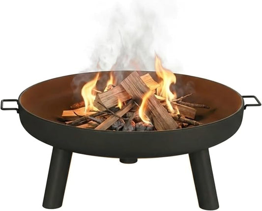 Fire Pit - 27.5-Inch Outdoor Wood Burning Firepit with Handles and Cover - Outdoor Fire Pits for Backyard, Deck, or Patio by Pure Garden (Black)