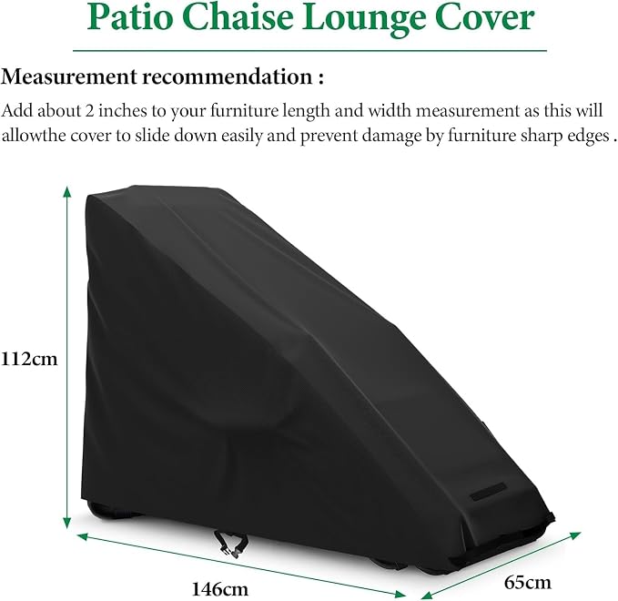 AKEfit 2PCS Zero Gravity Chair Cover Outdoor Folding Lawn Lounge Chair Covers Waterproof All Weather Dustproof Oxford Anti with Storage Bag Black