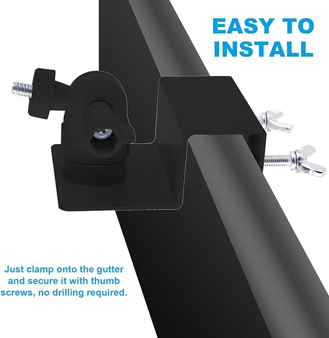 4 PCS Universal Solar Panel Gutter Mount for Small Solar Panels Black Aluminum Alloy Mounting Brackets Compatible with Ring Arlo Blink and 2W-3W Solar Boards