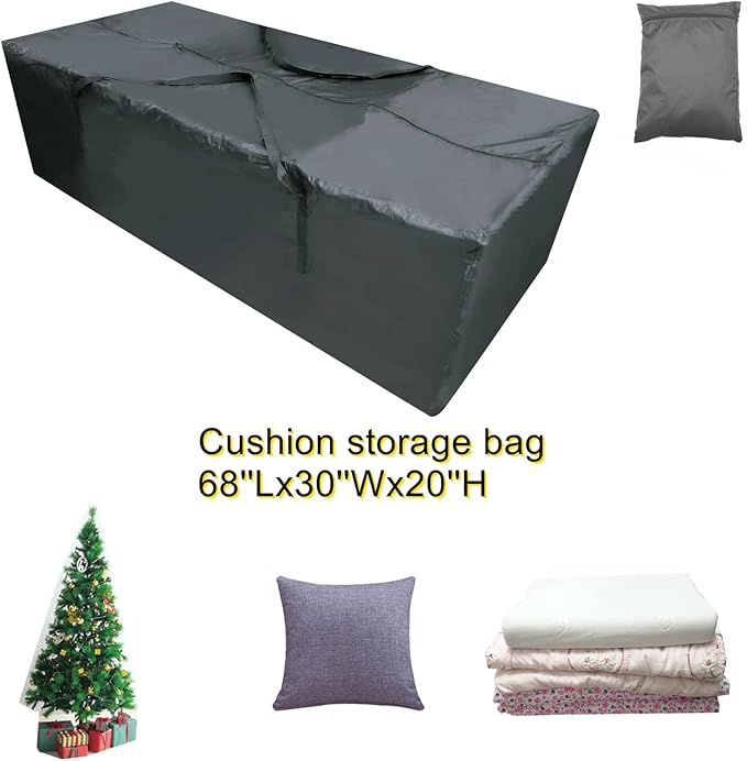 Outdoor Cushion Storage Bags 68 * 30 * 20 Inch, Upgrade Outdoor Patio Cushion Storage Bag, Pillow Storage Bag with Durable Handles 3 Pack