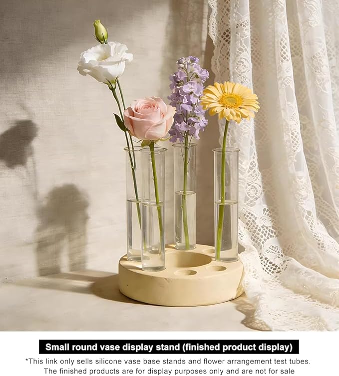 Flower Vase Resin Molds Silicone， Circular and Curved Silicone vase Base+32 Flower Arranging Test Tubes, Suitable for Inserting Fresh Flowers and Cultivating Plants, Desktop Vases Home Decor (B)