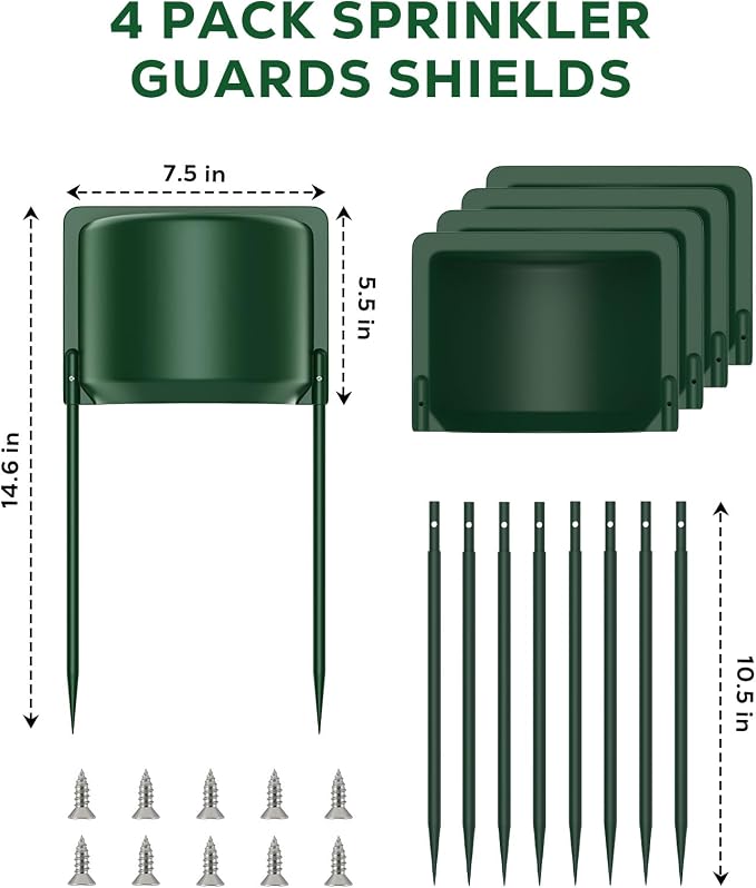 MoKo 4 Pcs Sprinkler Guards Shields for Overspray Control, Rustproof Sprinkler Head Protector for Effective Irrigation on Lawns, Parks, Gardens, Green Belts, Courtyards