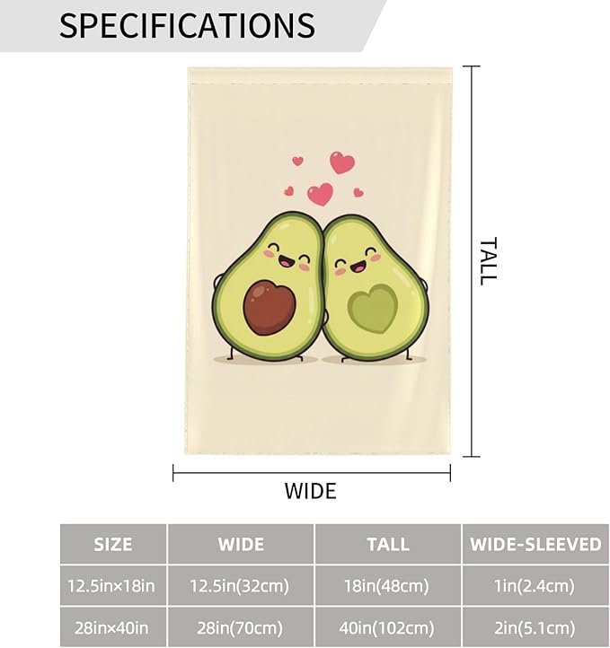 Delerain Avocado Couple Garden Flag, 28 x 40 Inch Double Sided Design Weather Resistant Indoor & Outdoor Decoration Small Banner for Home Yard Lawn Patio Office