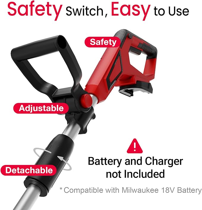 Brushless Tiller Cultivator Compatible with Milwaukee 18V Battery(Tool Only), 8.9In Tilling Width and 7.1In Depth Cordless Electric Garden Tiller, Battery Powered Rototiller for Lawn/Gardening
