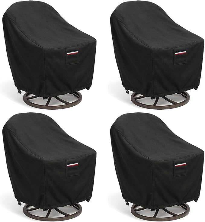 Outdoor Patio Chair Covers, Heavy Duty 600D Oxford Fabric, Weather Resistant Waterproof Furniture Protectors, Black, 30x34x36 Inches, 4-Pack