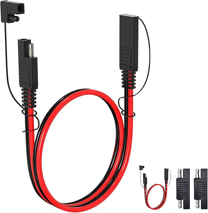 ELFCULB 16AWG 1FT SAE Extension Cable Quick Disconnect Wire Harness SAE Connector Plug for Automotive RV Battery Solar Panel (2 Pieces)