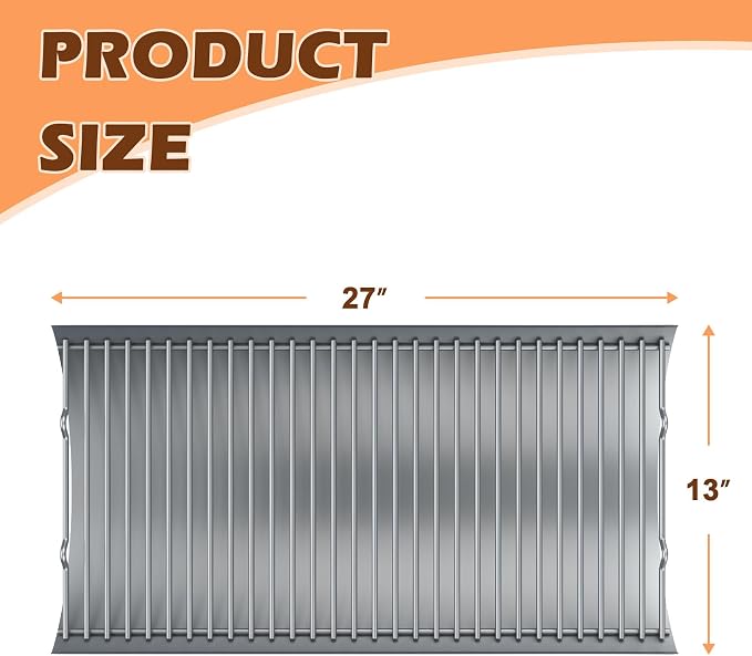 27 Inch Ash Pan Replacement Parts for Char Griller 1224, 1324, 2121, 2222, 2727 and Charbroil Grills, Charcoal Tray with 2pcs Fire Grate Hanger Set