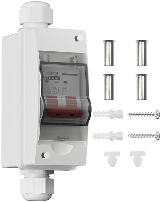 63 Amp Solar Disconnect Switch DC500V Circuit Breaker AC 120V/240V Disconnect Box Outdoor IP65 Waterproof