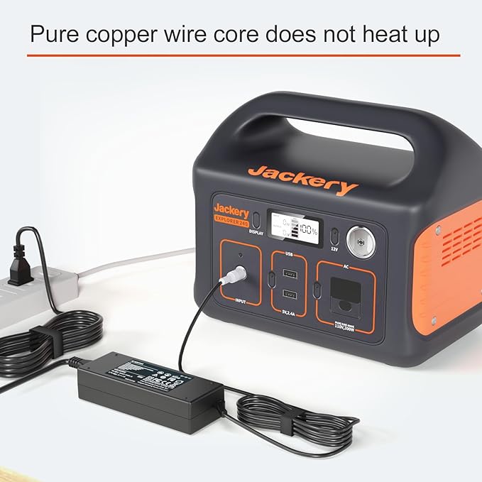 24V 90W Charger Compatible for Jackery Portable Power Station Explorer 160 240 300 500 550 E300 E500 E550 Solar Generator 167Wh 240Wh 293Wh 518Wh Battery Power Supply Cord AC Adapter
