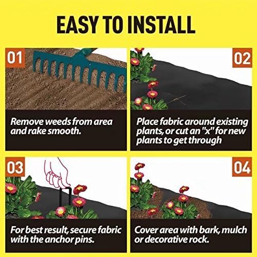Petgrow Heavy Duty Weed Barrier Landscape Fabric for Outdoor Gardens, Non Woven Weed Blockr Fabric - Garden Landscaping Fabric Roll - Weed Control Fabric in Rolls(3FTx250FT)