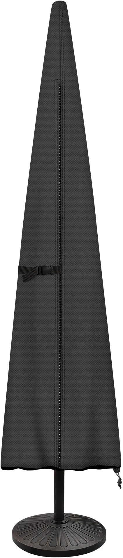 ULTCOVER Patio Parasol 600D Waterproof Outdoor Market Umbrella Cover - Fits Market Umbrella Up to 12 Feet, Black