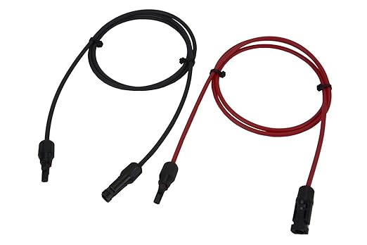 TEMCo Solar Panel Extension Cable 10 AWG 15 Ft Red + 15 Ft Black w/Staubli MC4 Connectors