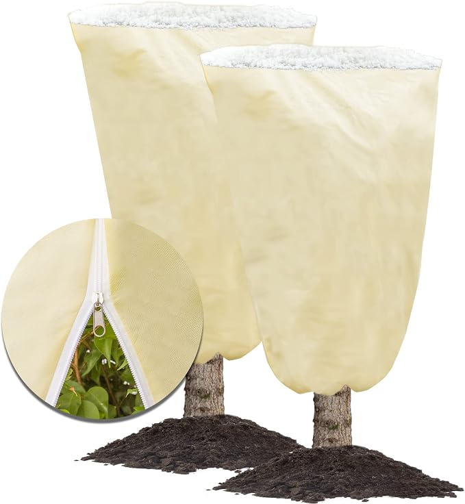 MIXC Plant Covers Freeze Protection, 47.2''×70.8'' Winter Cold Weather Frost Blankets Shrub Jacket with Drawstring Reusable Frost Protection Cloth for Outdoor Plants Fruit Tree Potted (2 Pack)