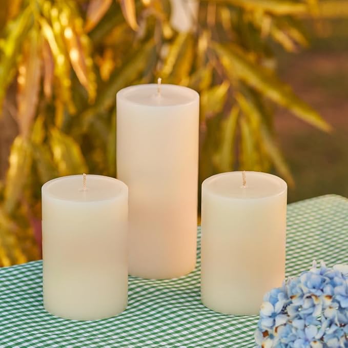 Simply Soson Citronella Candle - Citronella Scented Pillar Candles Ivory - 3x6 inch - 3 Pack - Long Lasting Burn Outside Candles for Garden Yard Balcony, Summer Camping