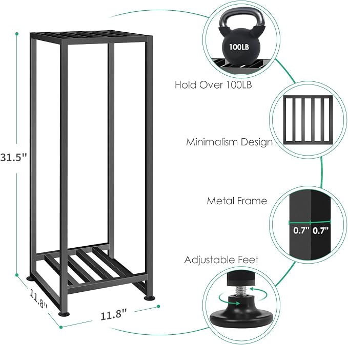 LUBORN Plant Stand Indoor Outdoor, Wrought Iron Plant Stands 2 Tier Heavy Duty Metal Pedestal Stand Decorative Flower Stand for Patio Garden Deck Living Room