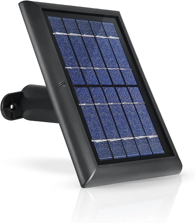 Wasserstein Solar Panel Compatible with Ring Spotlight Cam/Plus/Pro Battery, Stick Up Cam/Pro & Outdoor Cam Plus Battery - Continuous Power for Ring Surveillance Camera (1-Pack, Black)