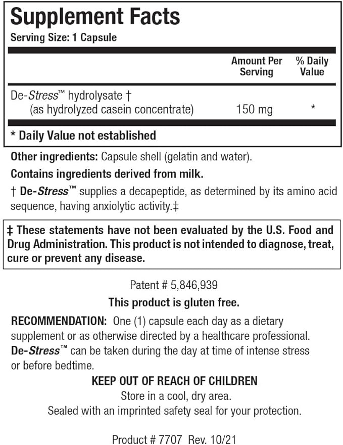 BIOTICS RESEARCH De-Stress Patented Nutrient Designed to Support Calmness, Healthy Sleep Habits, All-Natural Supports Mental Wellness & Calm. 30 Capsules