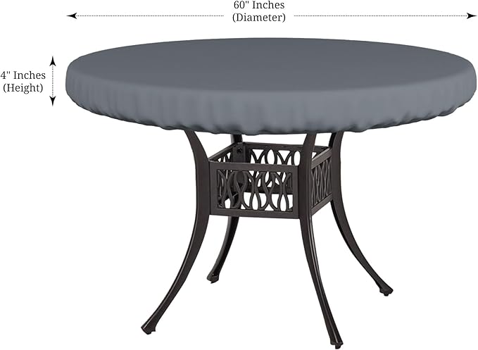 Covers & All Round Table Top Cover, 12 Oz Waterproof UV & Weather Resistant Patio Table Cover for Outdoor Patio Furniture & Coffee Table (60" Dia x 4" H Inches, Gray)