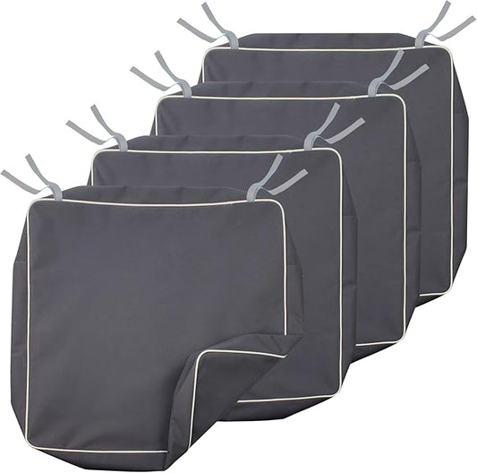 Porch Shield Outdoor Patio Cushion Covers Set 4 Waterproof Fade Resistant Chair Seat Cushion Slipcovers 20 x 18 x 4 inch, Dark Grey