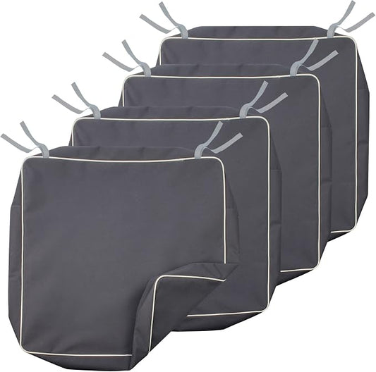 Porch Shield Outdoor Patio Cushion Covers Set 4 Waterproof Fade Resistant Chair Seat Cushion Slipcovers 24 x 24 x 4 inch, Dark Grey