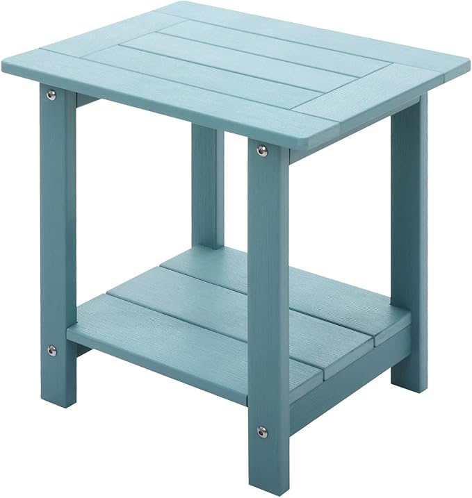 Meluvici Double Adirondack Side Table Weather Resistant, Outdoor Rectangular End Table for Adirondack Chair, Aruba