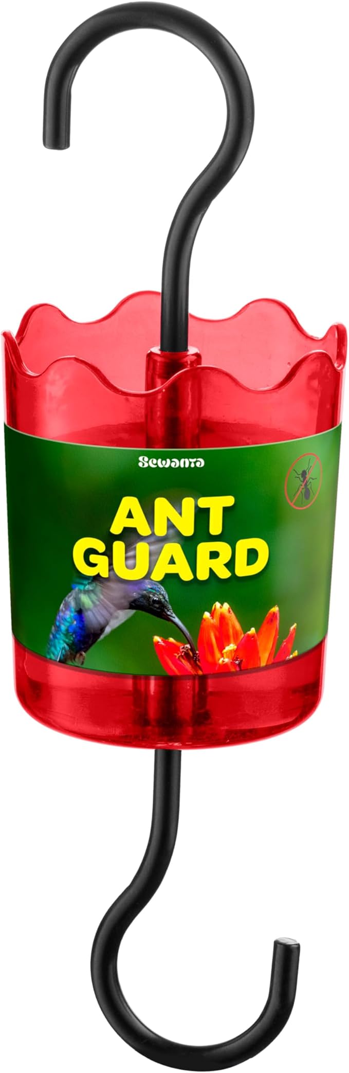 Ant Moat for Hummingbird Feeders Ant Guard Keeps Away from Feeders, Made of Durable Plastic, Red Color/Rustproof S Hooks, Suitable for All Hummingbird Feeders