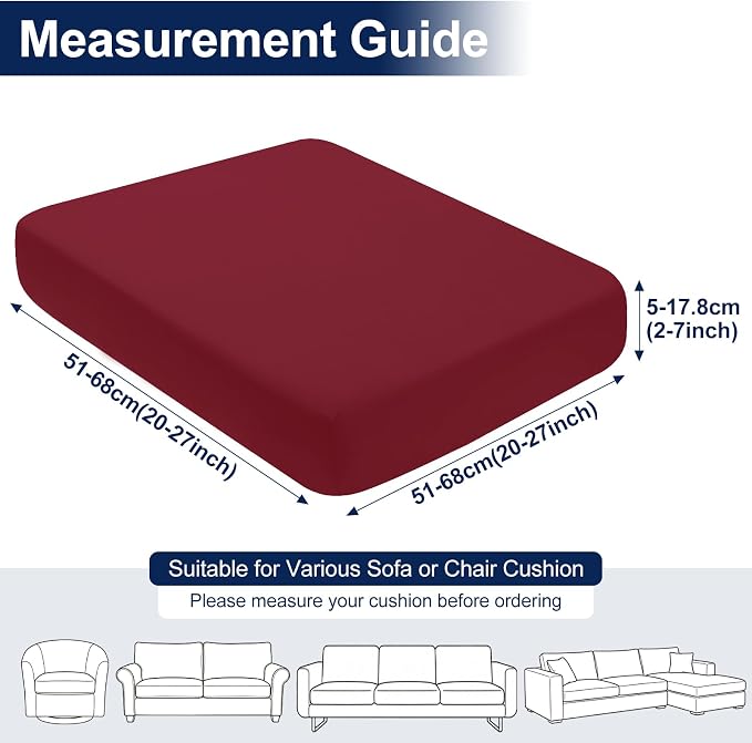 Smiry Waterproof Patio Cushion Covers, Stretch Outdoor Couch Slipcovers Replacement Washable Furniture Protector Sofa Chair Seat Cover for Dogs and Pets (12 Pcs, Wine Red)