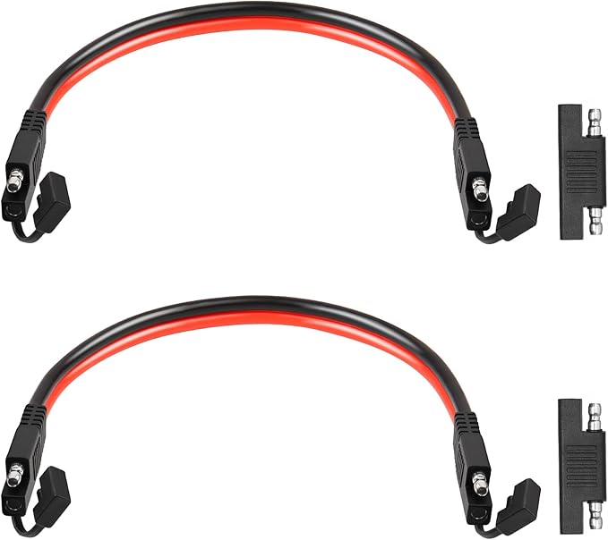 XRDS -RF SAE Extension Cable 1FT 2PCS– Heavy Duty 10AWG Tinned Copper Wire with SAE Battery Cable Terminal Connectors for Automotive, RV, Marine, and Solar Applications.