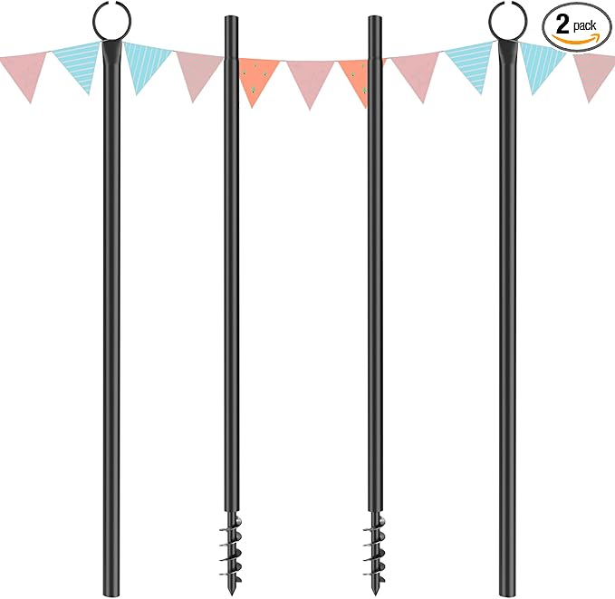 String Light Poles for Outdoor 2 Pack,10 Ft Outside String Light Pole for String Lights, Backyard Patio Light Poles for Parties Bistro Wedding