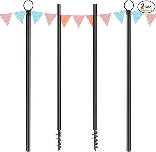 String Light Poles for Outdoor 2 Pack,10 Ft Outside String Light Pole for String Lights, Backyard Patio Light Poles for Parties Bistro Wedding