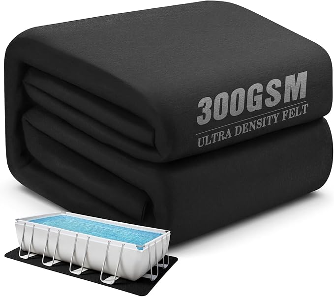 UIRWAY 12 x 24ft Rectangle Heavy Duty Pool Liner Pad, [2026 New Pool Pad 300G/M² Thicker] Pool Bottom Linner Protector, Under Pool Mat Padding Protects Pool Prevents Punctures Weed Barrier