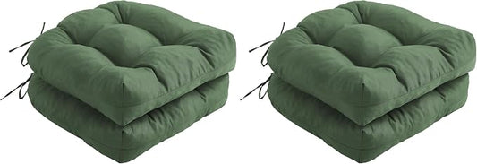IPYNBAP Outdoor Chair Cushions Set of 2, Patio Chair Cushions with Ties, 19x19+5” Tufted Outdoor Seat Cushions, Waterproof Patio Furniture Cushions, Outdoor Dining Chair Pads, Forest Green (Pack of 2)