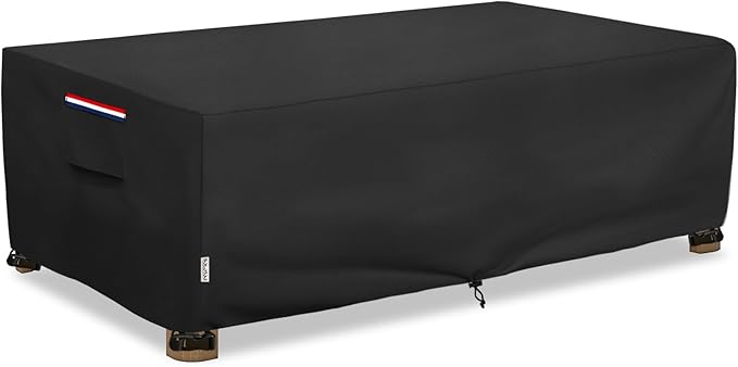 Outdoor Coffee Table Cover Waterproof, Heavy Duty Patio Rectangular Side Table Covers, 42W x 26D x 16H Inches Outdoor Tables Cover (Black)