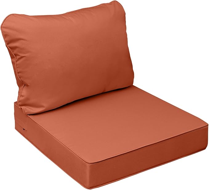 AAAAAcessories Outdoor Seat Cushions for Chairs, Fade-Resistant, Waterproof Patio Furniture Replacement Cushions, 22" x 22" x 3" + 22" x 17", Rust