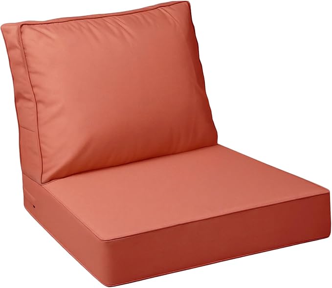 AAAAAcessories Outdoor Deep Seat Cushions with Double Welted Pillow, Waterproof, Fade-Resistant Patio Furniture Replacement Cushions, 24" x 24" x 5" + 24" x 19", Rust
