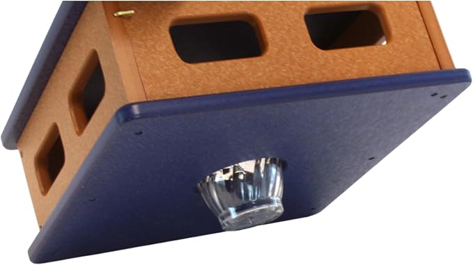 Bluebird Feeder - Hanging Block House Mealworm Feeder for Bluebirds - Amish-Made with Poly Lumber (Patriot Blue and Cedar)