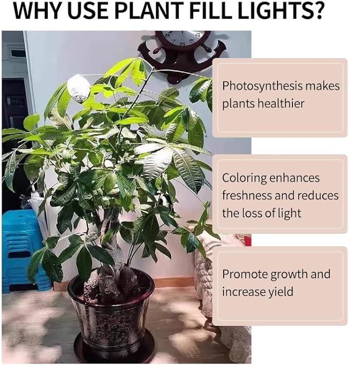 Grow Lights for Indoor Plants, Full Spectrum Panel Lamp with Timer (6H/10H/12H), Auto On/Off, 4 Dimming Levels, Slim Design for Under-Shelf or Wall Mount Use (No Adapters)