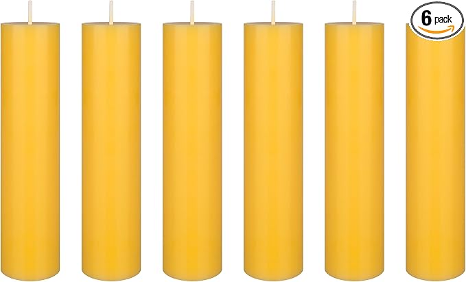 Mega Candles 6 pcs Scented Solid Citronella Pillar Candles, Hand Poured Wax Candle 2 Inch x 9 Inch, Indoor & Outdoor Use, Camping, Festivities, Events, Party Usage, Patio, Barbecue BBQ, Picnics