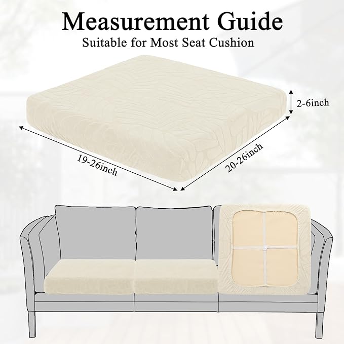 HEBE Stretch Patio Cushion Covers Set 8pcs,Waterproof Outdoor Couch Covers Replacement,Washable Reusable Seat Cushion Slipcovers for Patio Furniture Protector,Chair Cushion Cover