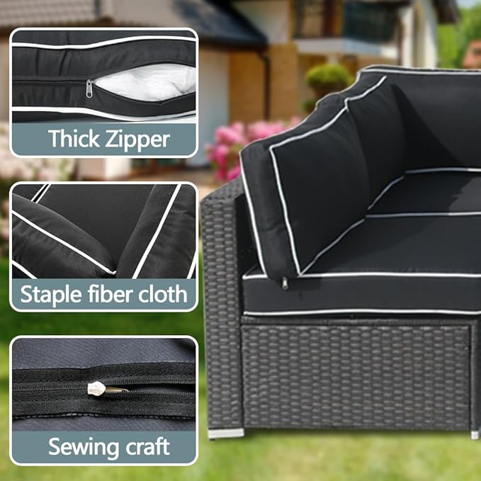 14Pcs Outdoor Cushion Covers Replacement Washable w/Zipper for 6-Seaters Sofa Patio Slipcovers Set Seat and Back Covers Only-25.6x25.6x3.9inch